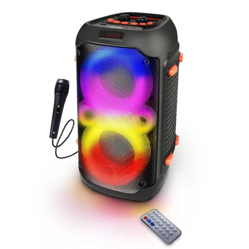 Esperanza EP156 BT FM LED RGB KARAOKE luidspreker zwart 20W
