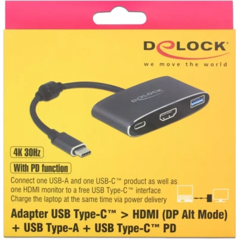 DeLOCK - externe videoadapter - VL101 - USB-C 3.1 - HDMI - grijs - retail (62991)
