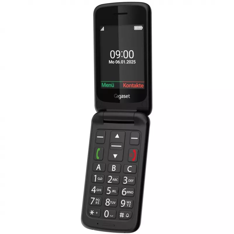 Gigaset GL595 seniorentelefoon 7,11 cm (2,8 inch) Dual SIM, SOS-knop, spat- en stofbestendig, 32 MB RAM, microSD-sleuf, zwart