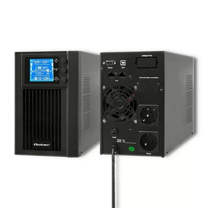 Qoltec 53042 UPS (uninterruptible power supply) dubbelconversie (online) 1 kVA 800 W 2 AC-uitgangen