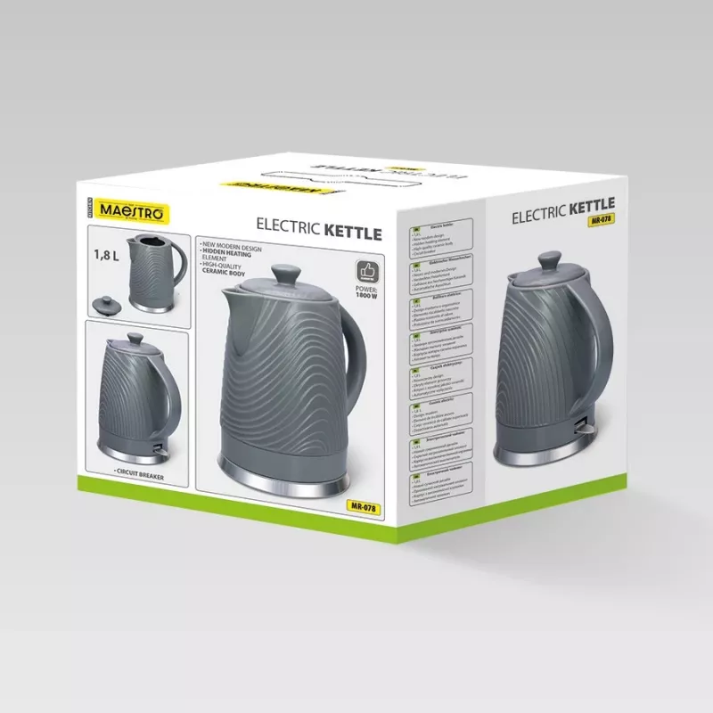 Waterkoker Maestro MR-078, 1,8 L inhoud, grijs
