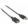 Nedis USB-kabel | USB 2.0 | USB-A-stekker | USB-A-bus - 480 Mbps | vernikkeld | 2,00 m | rond | PVC | zwart | doos