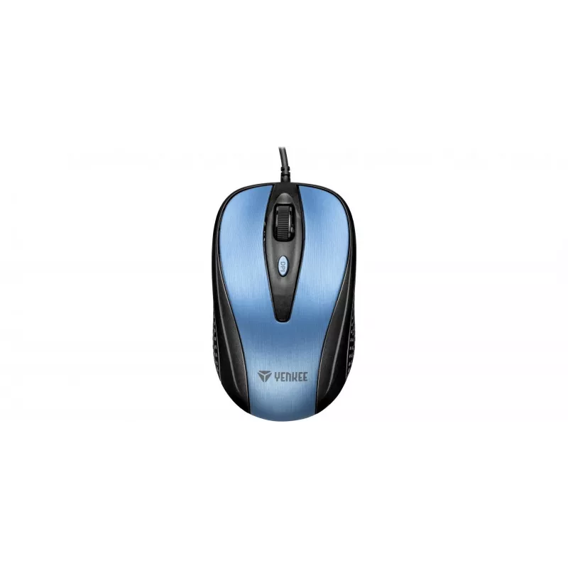 USB-kabelmuis, 4 knoppen, optisch, symmetrisch, blauw