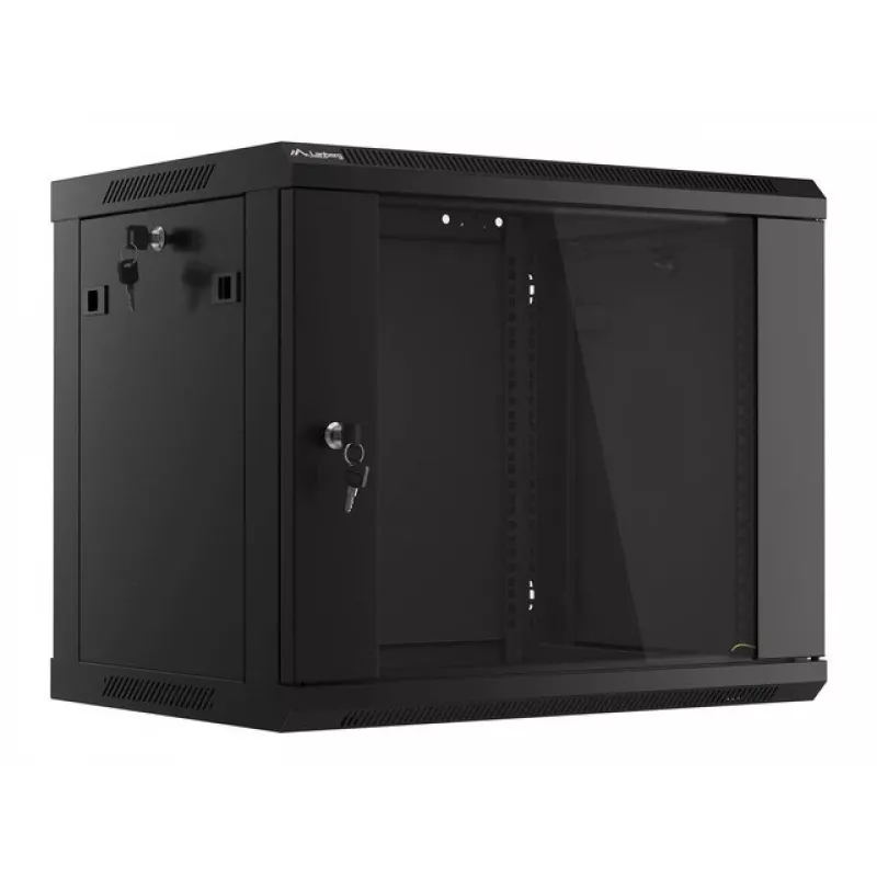 Wandmontage rack LANBERG 9U (600×450×507 mm) IP20, max. belasting 60 kg, zwart