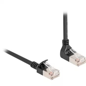 DeLOCK RJ45-netwerkkabel Cat.6A S/FTP slank 90° naar boven afgehoekt 1 m zwart