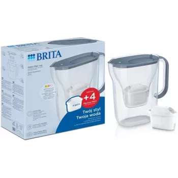 BRITA waterfilterkan Style Essential grafiet met 4 MAXTRA Pro filters, 2,4 L tank, 1,4 L gefilterd