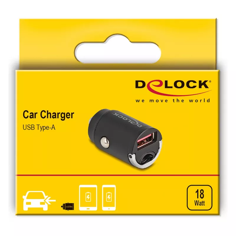 DeLOCK 64277 mobiele oplader universeel zwart sigarettenaansteker snelladen auto