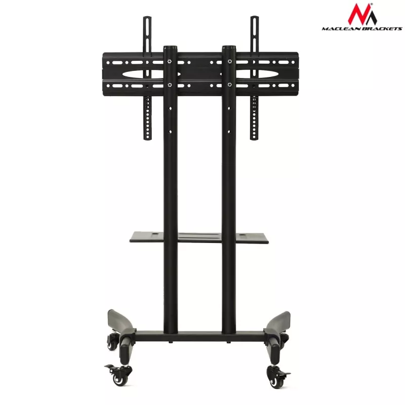 Maclean MC-739 professionele tv-trolley op wielen, 32-65 inch (165,1 cm), max. 40 kg, VESA tot 400x600, zwart