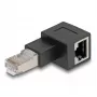 DeLOCK RJ45-stekker naar RJ45-bus adapter Cat.6A 90° links gehoekt zwart