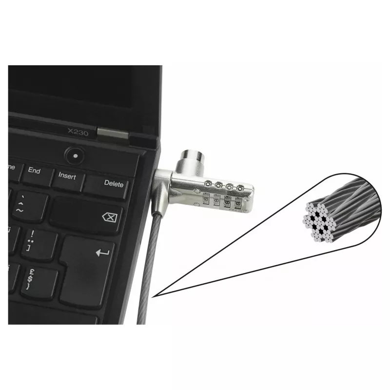 Dicota beveiligingskabel T-Lock, combinatie, gesloten 3x7mm slot