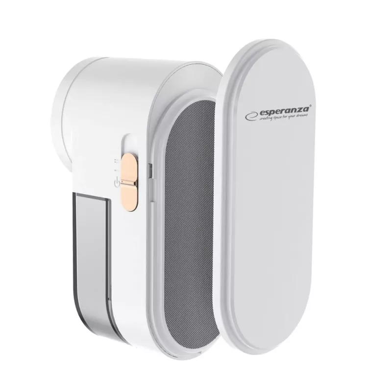Pluizenrazer ESPERANZA ECS010 compacte elektrische pluizenverwijderaar, 6 messen, RVS, kop Ø5,3 cm, oplaadbaar 485 mAh, 60 min looptijd, wit