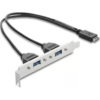 DELOCK USB Type-E Key A ST naar 2× USB-A 5Gbit/s adapter met slotbeugel (model 67345)