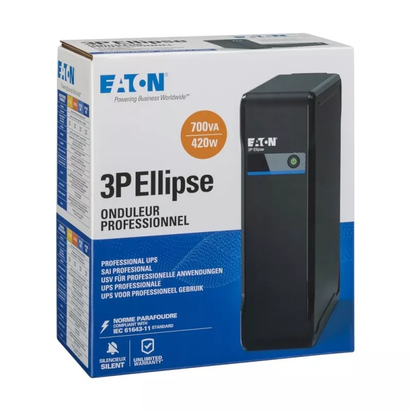 Eaton 3P Ellipse 700 FR 3P700F UPS, standby (offline), 700 VA / 420 W, 4 uitgangen, toren