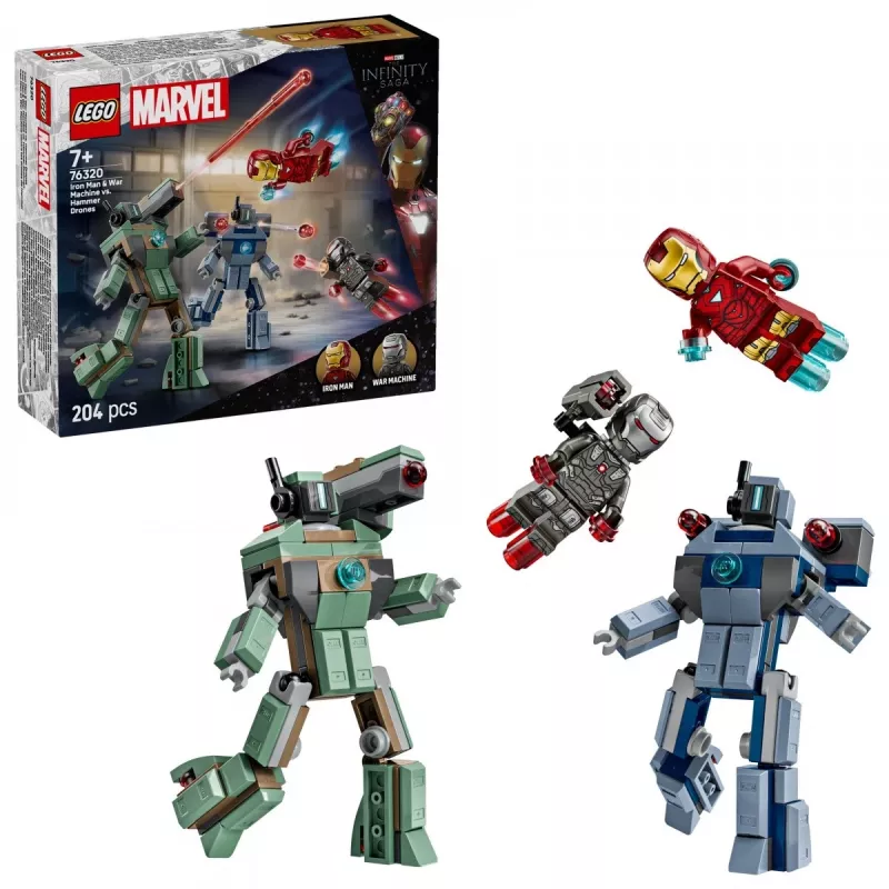 Constructiespeelgoed LEGO Marvel Super Heroes Iron Man War Machine set 76320, 204 onderdelen, 2 minifiguren, 100 mm hoogte