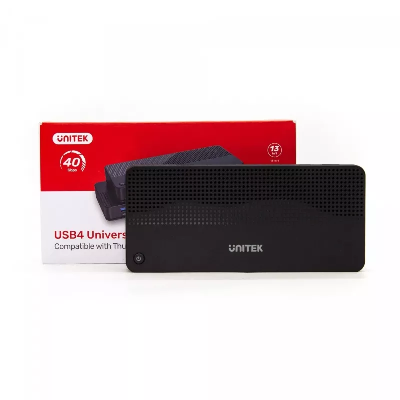 Dockingstation UNITEK D1079A USB4 bedraad zwart 100W Power Delivery