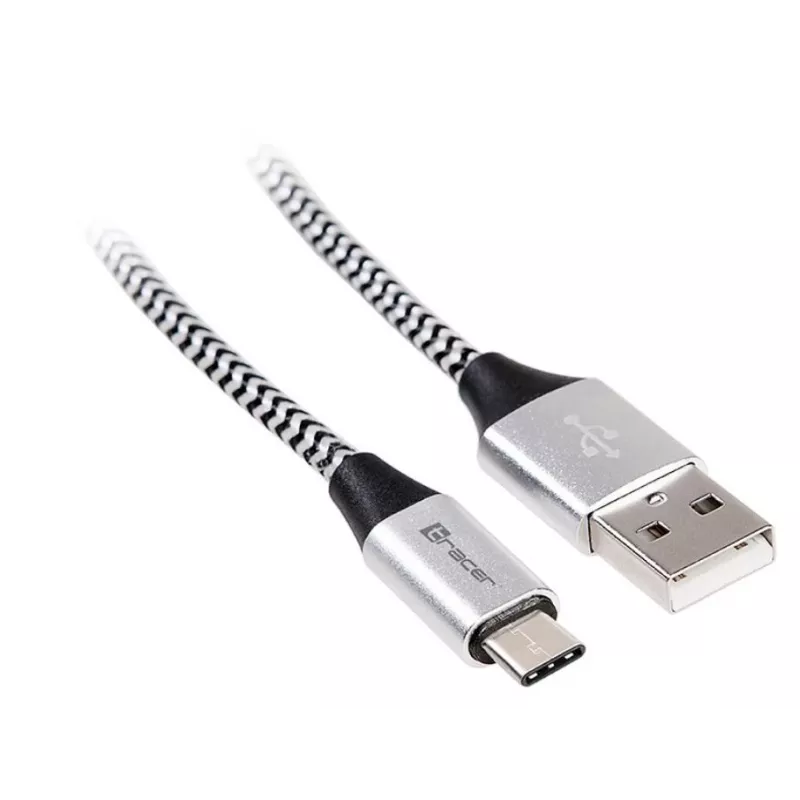 Kabel USB 2.0 Type-C stekker - C stekker 1,0m zwart-zilver