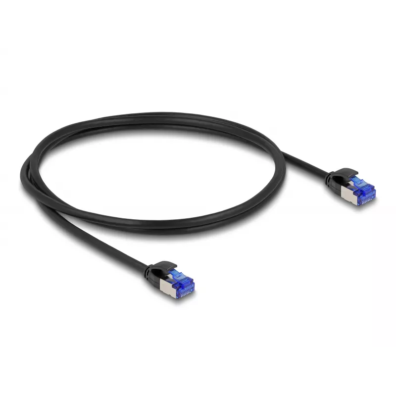 Netwerkkabel DeLOCK RJ45 Cat.6A S/FTP slank 1m zwart