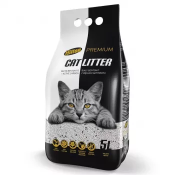 Hilton bentoniet kattenbakvulling met actieve kool wit 5 l – bentoniet, geurneutralisatie, parfumvrij