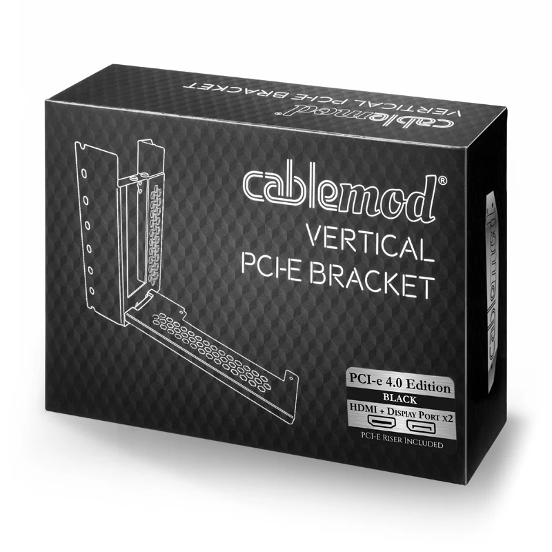 CableMod verticale PCI-e-beugel, PCI-e 4.0 Edition, HDMI + DisplayPort, zwart