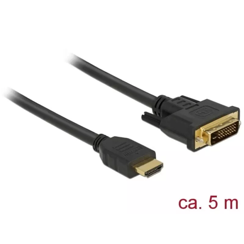 Videokabel-adapter DeLOCK 85656 5 m HDMI Type-A DVI zwart