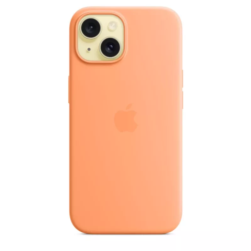 Apple iPhone 15 silicone case met MagSafe – Orange Sorbet