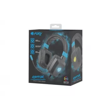 Bedrade gaming-headset Fury NFU-1584 met beugelmicrofoon, over-ear, 98 dB, 15–25000 Hz, 2 m kabel, USB en 3,5 mm, blauw