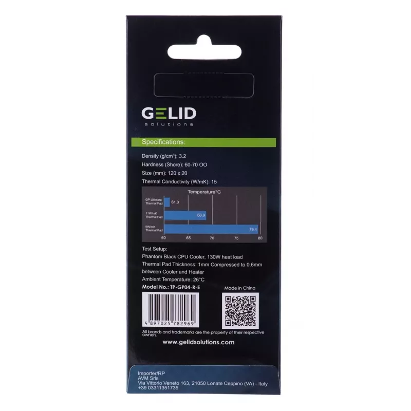 Warmtegeleidingspad Gelid TP-GP04-R-E 120×20×3,0 mm, dichtheid 3,2 g/cm³, 1 st.