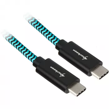 Sharkoon USB 3.2 Gen 2-kabel USB-C stekker > zwart/lichtblauw 1 meter - kabel - digitaal/data