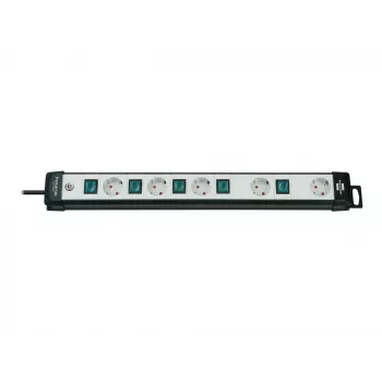 Brennenstuhl Premium-Line Technik 5-voudig, 3 m stekkerdoos 5-voudig zwart/lichtgrijs, 3m H05VV-F 3G1,5, individueel schakelbaar speciale stopcontactindeling
