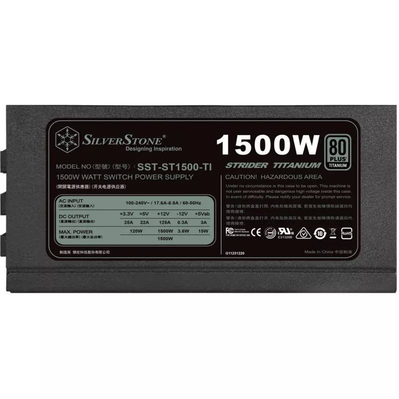 SilverStone Strider SST-ST1500-TI v2.0 1500 W voeding, 80 PLUS Titanium, modulair