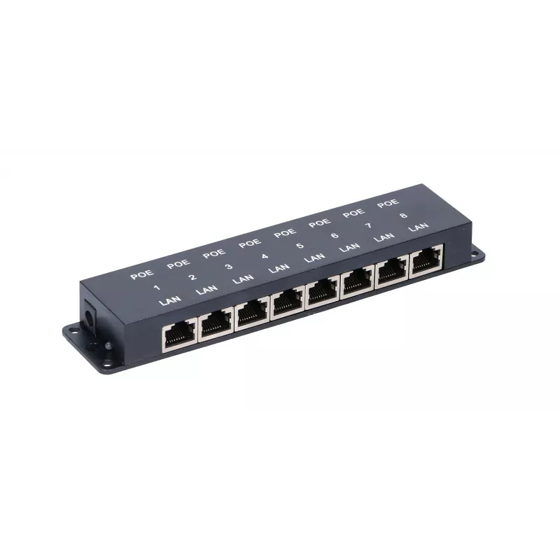 Extralink 8-poorts PoE-injector, 8x 100 Mb/s RJ45