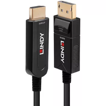 Lindy 10m Fibre Optic Hybrid DisplayPort 1.2 naar HDMI 18G kabel