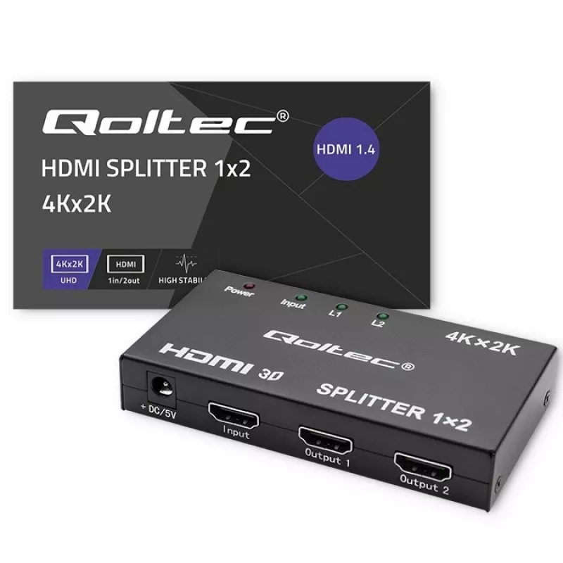 Actieve HDMI-splitter 2 x HDMI 4Kx2K, 3,4 Gbit/s