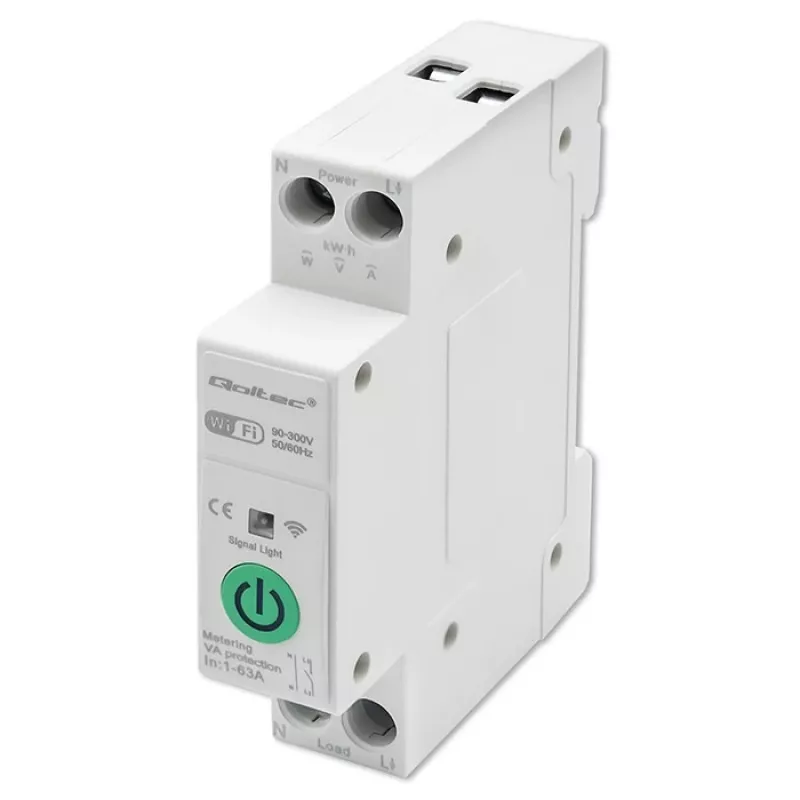 DIN-rail WLAN-relais QOLTEC 50881 — Netomschakelrelais 63A voor elektrische installaties