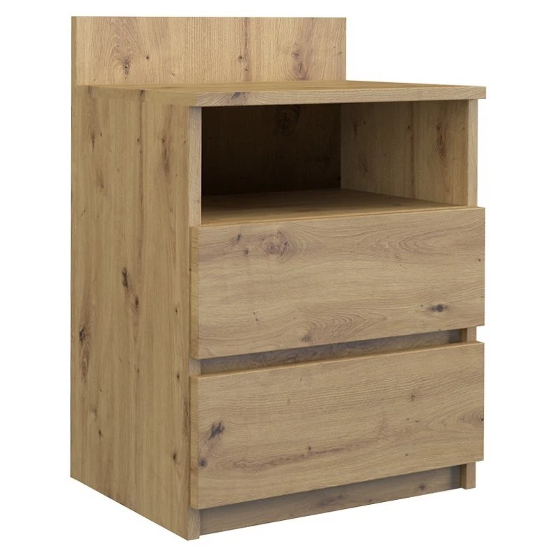 Nachtkastje top e shop M1 ARTISAN, eiken afwerking, 2 laden, 400×320×590 mm