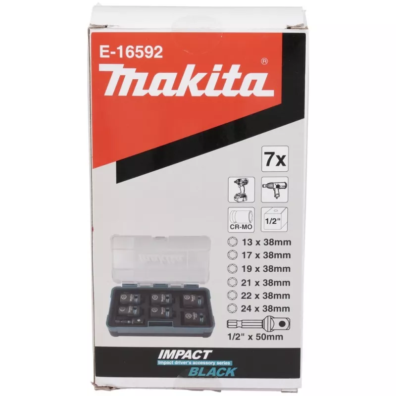 Makita E-16592 slagschroevendraaier-dopsleutel dopsleutelset zwart, turquoise