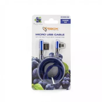 Sbox USB->Micro USB 90 M/M 1.5m USB-MICRO-90BL blueberry blauw