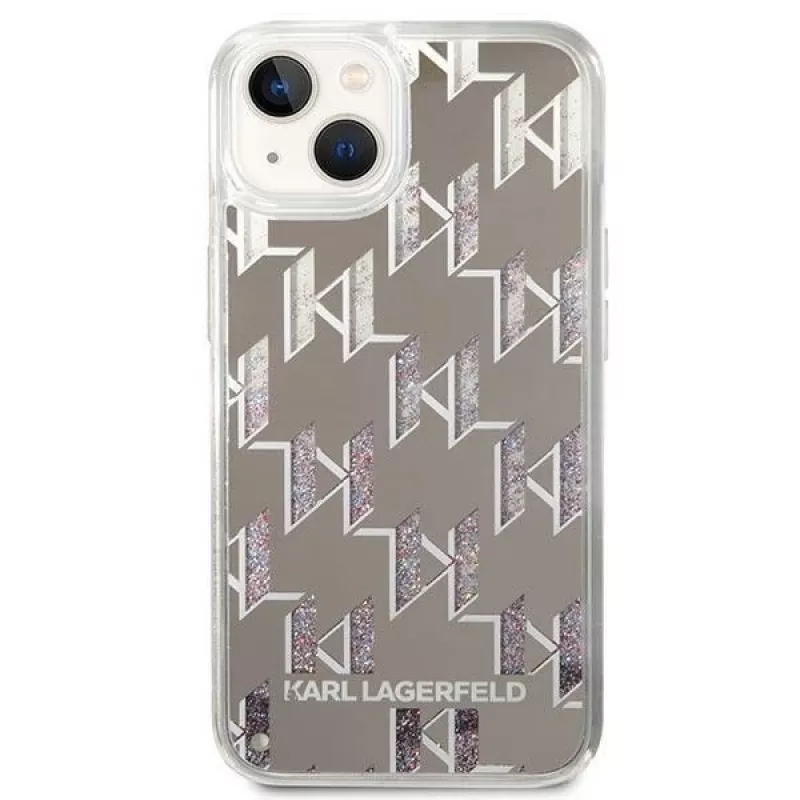 Karl Lagerfeld KLHCP14MLMNMS iPhone 14 Plus 6.7 hardcase zilver / zilver Liquid Glitter Monogram