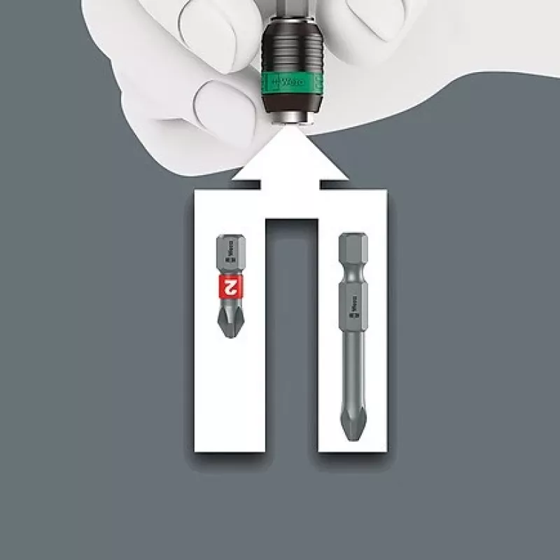 Wera 826 T Kraftform Turbo Bithouder-schroevendraaier met Rapidaptor, 1/4 inch