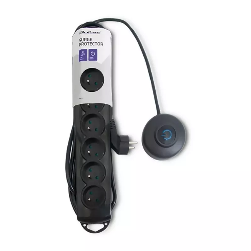 Overspanningsbeveiliging Qoltec 50171 zwart 7 AC-stopcontacten 230V 1,5m