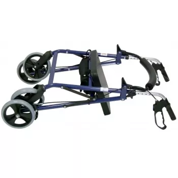 Rollator met vier wielen en zitting, blauw/zwart