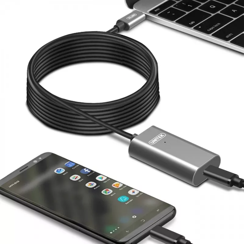 USB-kabel UNITEK U305A 5 m USB 3.2 Gen 1 USB C grijs