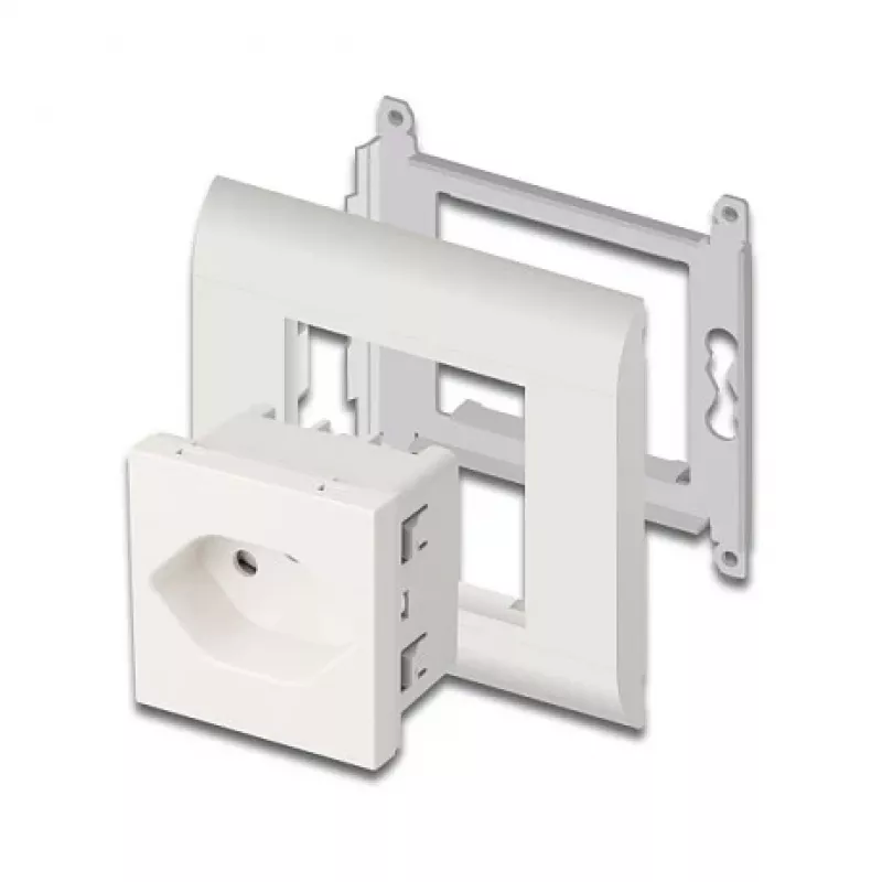 Geaarde contactdoos DELOCK Easy 45 T13 Zwitserland 45×45 mm, 250 V / 10 A, wit