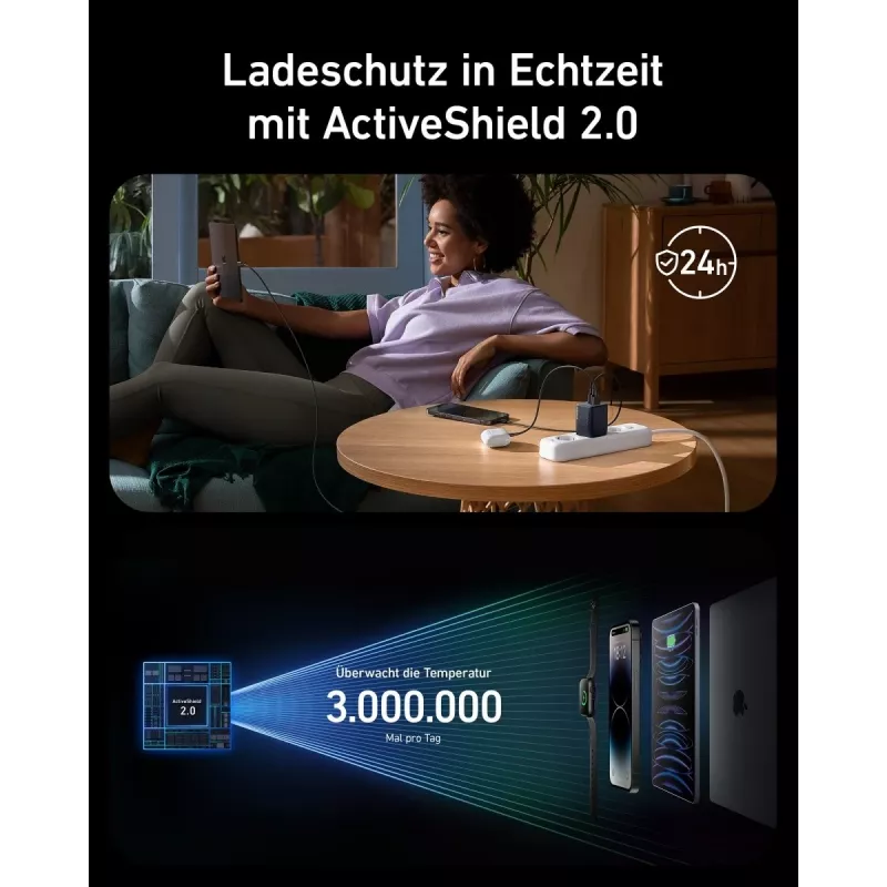 Indoor USB-snellader Anker Prime A2669313 – 67 W, 1×USB-A, 2×USB-C, zwart
