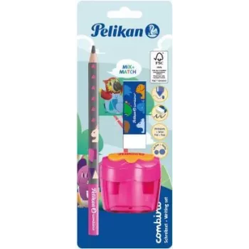 Pelikan leerschoolpotlood set Combino BS, gum, puntenslijper, roze (821612)