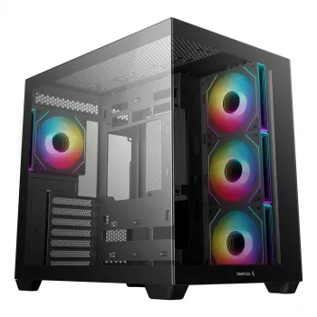 PC-behuizing DeepCool CG530 4F midi tower zwart — gehard glas, ATX/ITX/Micro ATX, 3x120mm ventilatoren, USB-C