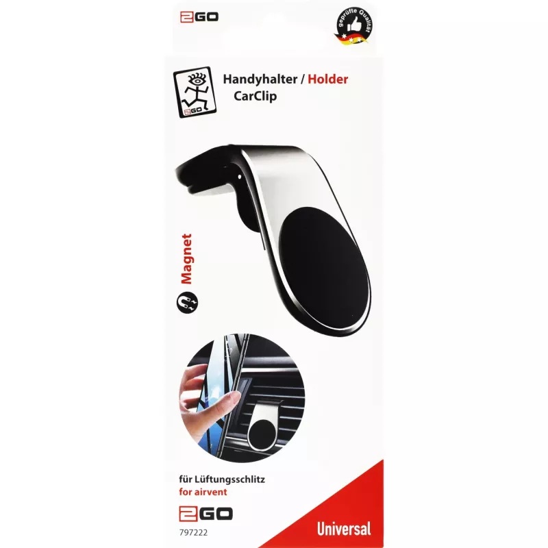Passieve houder 2GO CarClip mobiele telefoon/smartphone zwart zilver