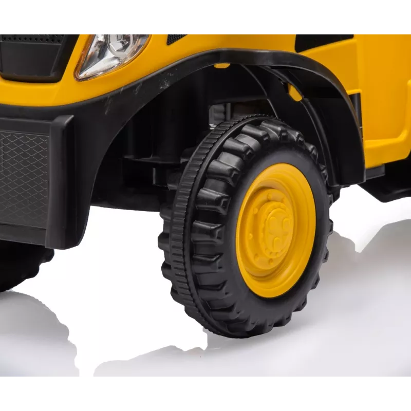 CAT voertuig tractor met aanhanger geel om op te zitten