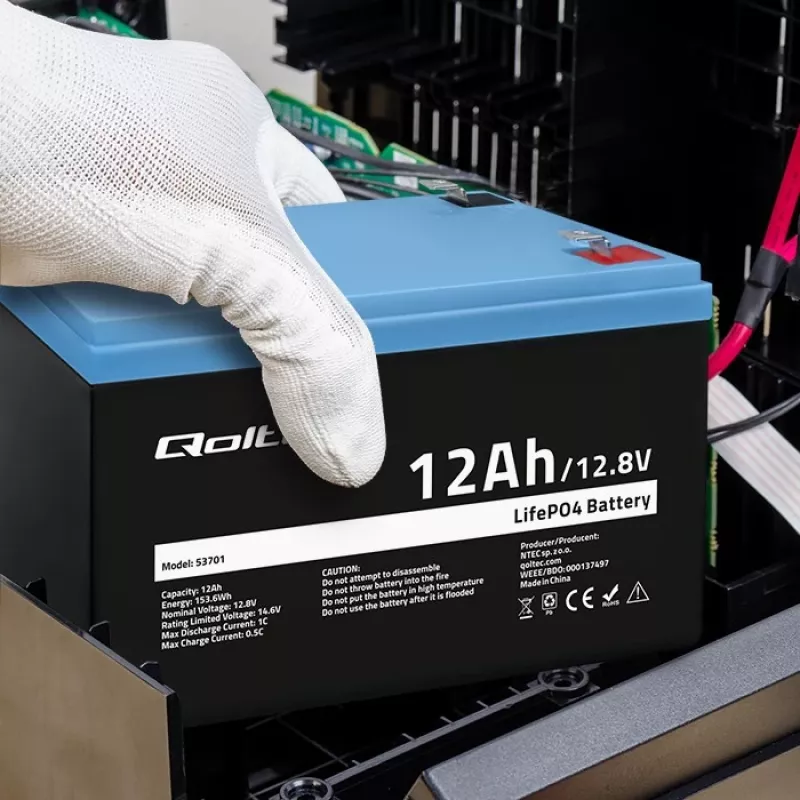 Qoltec LiFePO4 Lithium-ijzerfosfaat-accu 12,8 V 12 Ah 153,6 Wh met BMS