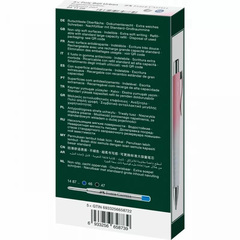 Clip-on balpen met drukmechanisme Faber-Castell 241108 blauw roze wit